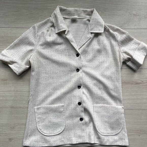 Vintage Cream Textured Lounge Set - Shirt & Pants - Picture 2 of 5